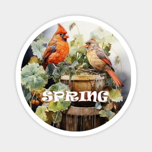 Spring Red Cardinals Magnet